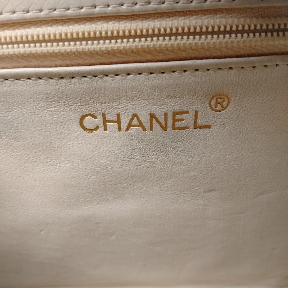 Chanel White Lamb Skin Bag